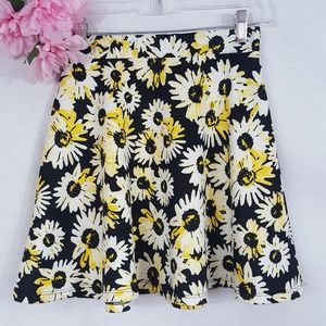 Rue21 Sunflower Skater Circle Skirt Black Yellow M